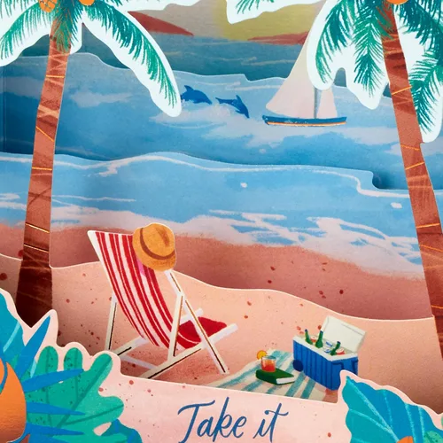 Miniatura 5 de Hallmark Paper Wonder - Tarjeta desplegable para el día del padre (escena de puesta de sol en 3D) para papá, marido, abuelo, amante de la playa