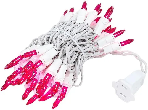 Miniatura 11 de Novelty Lights Mini cadena de luces incandescentes de 11 pies, 50 bombillas, ámbar con espacio de 2.5 pulgadas en cable blanco, mini luces de grado