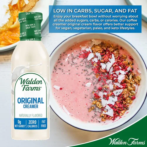 Miniatura 7 de Walden Farms Original Coffee Creamer – Cero calorías, sin grasa, sin azúcar, baja en carbohidratos, apta para dieta cetogénica, sin lácteos, vegana