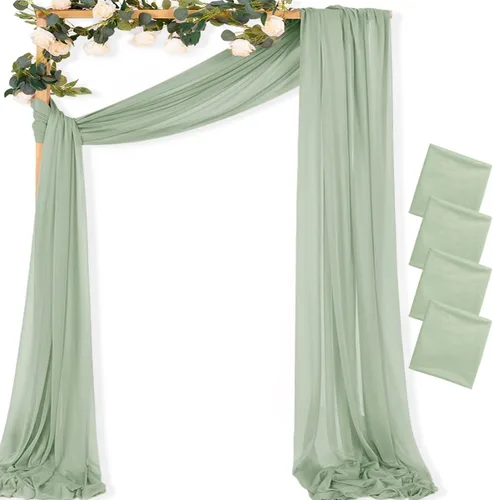 Miniatura 28 de MLMC 1 panel de tela para arco de boda azul bebé, 29 x 20 pies, cortinas de gasa extralargas transparentes de 6.6 yardas, paneles de cortinas