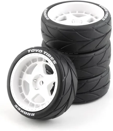 Miniatura 9 de 1/10 RC On Road Neumáticos hexagonales de 0.472 in, llantas de plástico y neumáticos de goma para 1:10 Rally Racing Drift Touring CarTamiya XV01