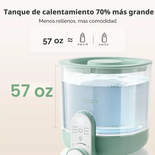 Miniatura 3 de Momcozy Calentador de agua de doble luz para alimentación nocturna, calentador de biberones instantáneo para hacer fórmula, capacidad de 57 onzas