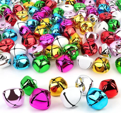 Cascabeles para manualidades, cascabeles multicolores grandes de 1 pulgada a granel, 8 colores decorativos para bricolaje, festivales de Navidad,