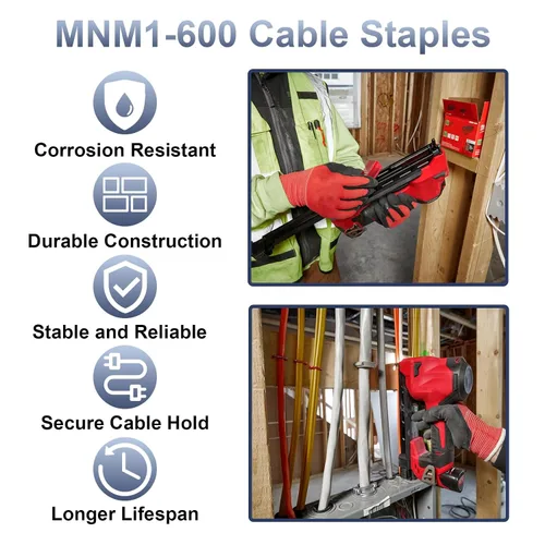 Miniatura 4 de Grapa de cable aislado de 1 pulgada MNM1-600 para pistola grapadora de 12 cables (2448-20) - para superficies de madera