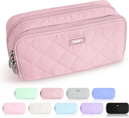 Miniatura 17 de Sooez Estuche grande para lápices, bolsa para lápices extra grande con 8 compartimentos, bolsa para bolígrafos de apertura amplia, organizador