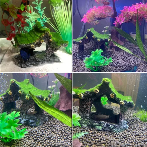 Miniatura 4 de Tfwadmx Decoración de Acuario Casa Refugio de Resina Hueca, Accesorios de Escondite para Pez Betta Ornamento de Cueva para Tanque Refugio para Peces
