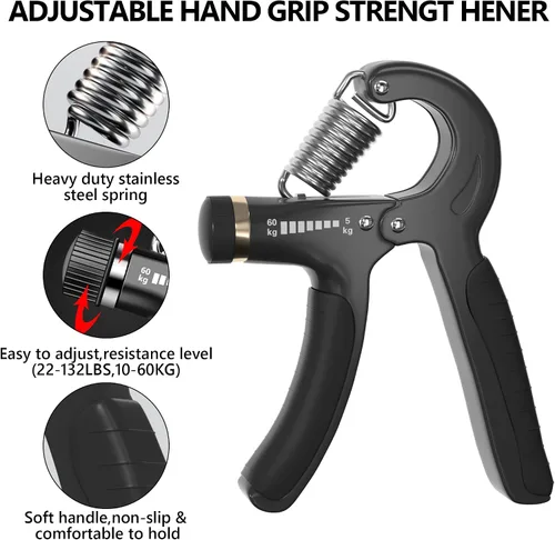 Miniatura 3 de Kit de fortalecimiento de agarre de mano, juego definitivo para entrenamiento de antebrazo, entrenador de fuerza de agarre ajustable, pelota