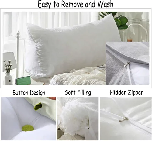 Miniatura 5 de Almohada de lectura extragrande para cabecero, almohada triangular de apoyo para la espalda, almohada extraíble de terciopelo para cabecero