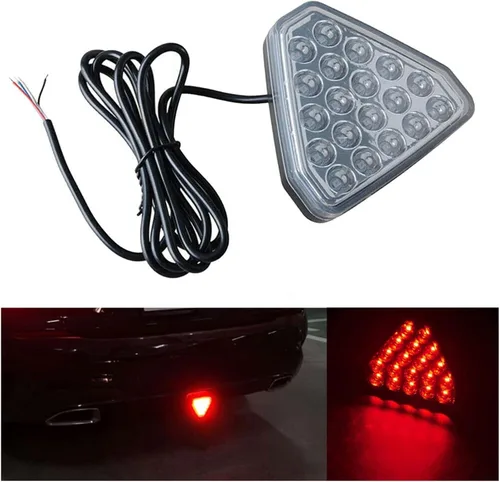 Miniatura 6 de Lámpara de señal de freno F1 Estilo Triángulo Deportivo LED Luz antiniebla Trasera Tercera lámpara de freno Luz estroboscópica de parada trasera Rojo