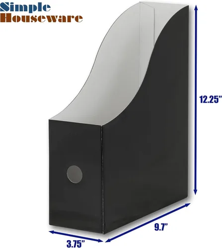 Miniatura 6 de Simple Houseware Paquete de 6 cajas para archivadores de revistas, organizador de cartón plegable, color negro