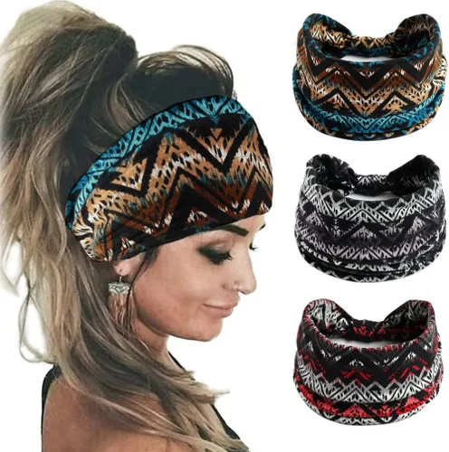Miniatura 80 de K-Elewon Paquete de 3 diademas elásticas anchas para mujer, bandas para el cabello para yoga, deportes