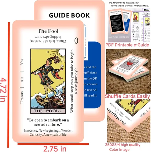 Miniatura 5 de Tarjetas de tarot clásicas para principiantes con significados, juego de 78 cartas para aprender y adivinar (blanco)