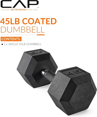 Miniatura 2 de CAP Barbell Peso de la mancuerna hexagonal recubierta, individual, 10-120 libras, múltiples opciones