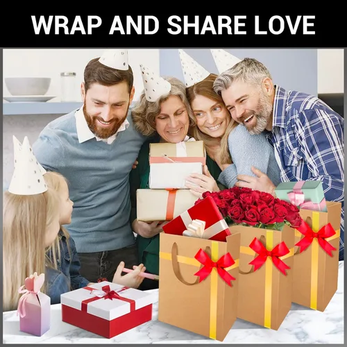 Miniatura 6 de EUSOAR Bolsas de compras y mercancías, tamaño mediano, 25 piezas de 7.8 x 3.9 x 11 pulgadas, bolsas de regalo reciclables de papel kraft marrón