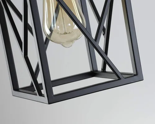 Miniatura 6 de Lámpara colgante moderna negra con jaula de metal, varillas ajustables de una sola luz, mini lámpara colgante industrial para cocina, isla, Negro