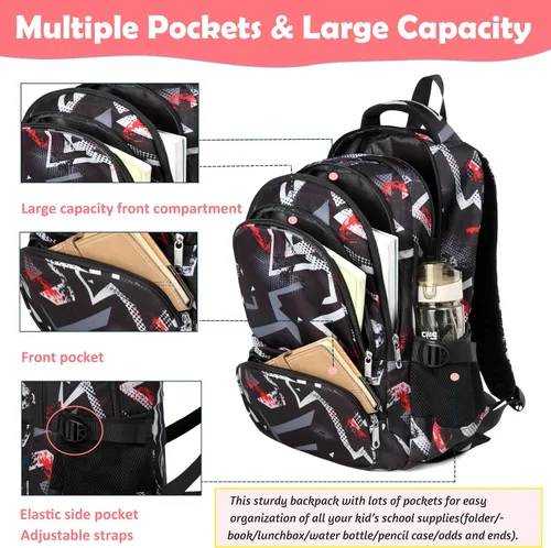Miniatura 6 de BLUEFAIRY Mochilas para niños y niñas, bolsas de escuela primaria, bonitas bolsas de libros, A-gris, L, Moda