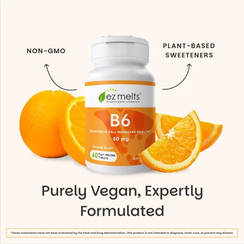 Miniatura 6 de EZ Melts Vitamina B6 - Suplemento para la salud del cerebro y el corazón - Apoyo al metabolismo energético - Sin sabores artificiales - Sin OMG