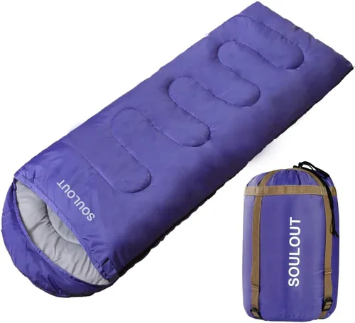 Saco de dormir de 3 a 4 estaciones para adultos y niños, bolsa de camping ligera y cálida para clima frío con saco de compresión impermeable -