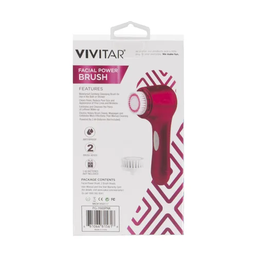 Miniatura 5 de Vivitar PG7000 Exfoliante Limpiadora Suave/Suave Spa Portátil Para Cuidado de la Piel Sensible Cepillo De Limpieza Facial Potencia, Rosa, 1 unidad