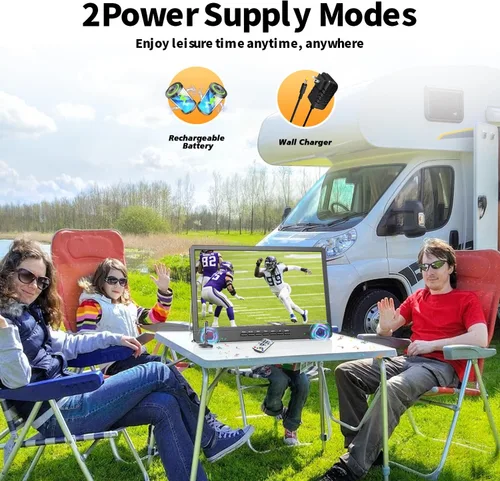 Miniatura 4 de NORTHING TV portátil de 18" con 6500mAH de potencia incorporada, TV pequeña Full HD 1080P con antena, TV de 12V para automóvil, compatible