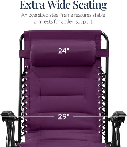 Miniatura 3 de Best Choice Products Silla acolchada de gravedad cero de gran tamaño, reclinable plegable para patio al aire libre, tumbona antigravedad XL