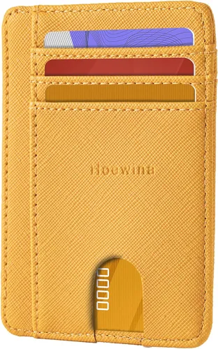 Miniatura 29 de Hoewina Cartera delgada para hombre, bolsillo frontal minimalista con bloqueo RFID, billetera de cuero delgada para tarjetas de viaje, regalos