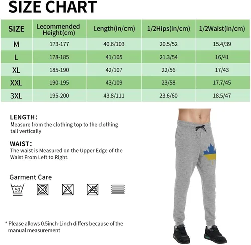 Miniatura 2 de Ukraine Flag Canada Maple Leaf Men's Casual Yoga Sweatpants Workout Athletic Elastic Waist Pants Outdoor Jogger Pants Black