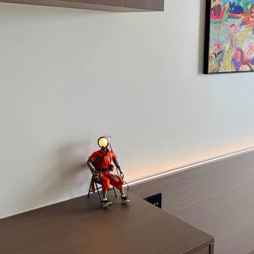 Miniatura 9 de Steampunk Cyberpunk Robot Lámpara de mesa - Decoración de habitación, luz nocturna y adorno de escritorio de metal creativo