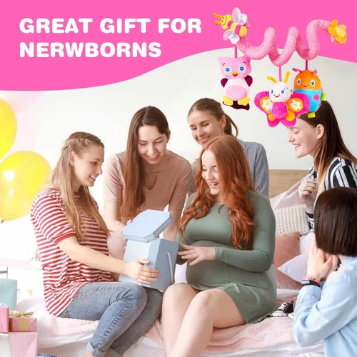 Miniatura 6 de Jollybaby Juguetes para Cuna Cochecito Asiento de Auto para Bebé 0-3-6-9-12 Meses, Juguetes Sensoriales Colgantes para Tiempo Boca Abajo para Recién