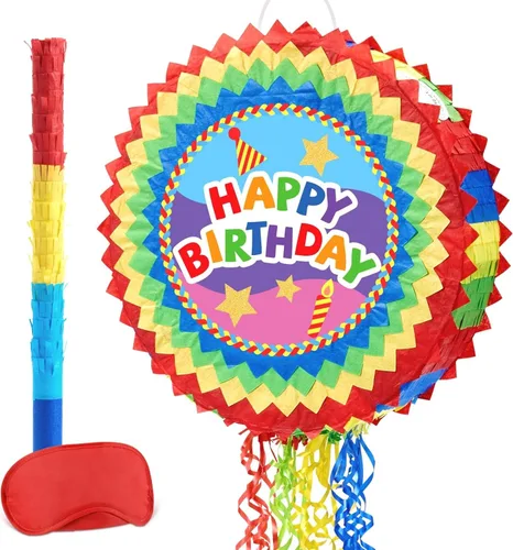 Miniatura 32 de WERNNSAI - Piñata de sirena plegable, piñata de cumpleaños con flecos que incluye cuerda para jalar, venda y bate. Decoraciones
