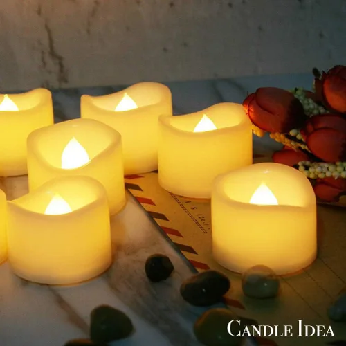 Miniatura 4 de 12 velas votivas LED parpadeantes sin llama a granel que funcionan con pilas/eléctricas, luces LED parpadeantes para té, velas falsas a granel