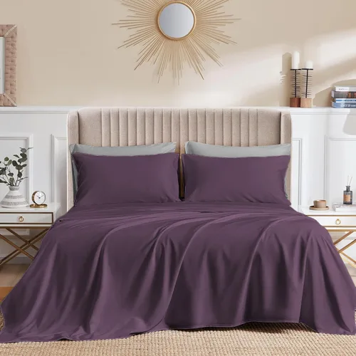 Miniatura 9 de CASA LINEN Alaskan King - Juego de sábanas de 4 piezas de 1000 hilos, juego de sábanas de lujo más suave de hasta 15 pulgadas de profundidad, 100%