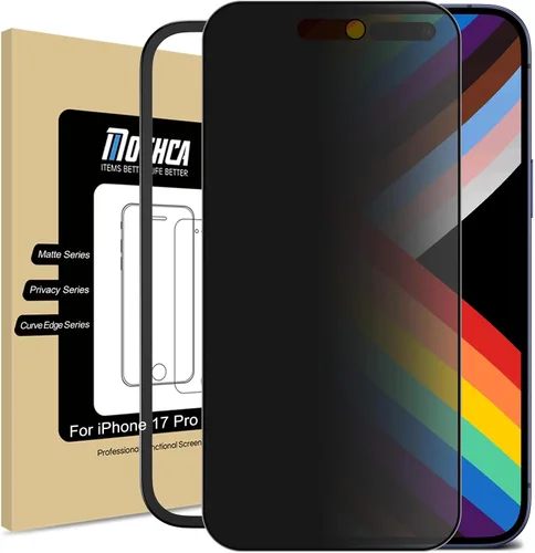 Mothca Protector de pantalla de privacidad mate para iPhone 17 Pro [6.3 pulgadas] con herramienta de fácil instalación, antiespía antirreflejos,