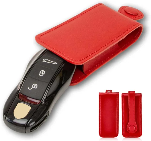 Miniatura 9 de AeroBon Funda de Cuero Genuino para Llaves Bolsa de Cuero para Llaves Compatible con Llavero Porsche (Beige)