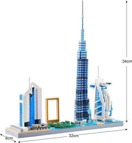 Miniatura 7 de Architecture Dubai Skyline - Kit de construcción de modelos coleccionables, juegos de microbloques para adultos, kit de modelo de regalo de 2545
