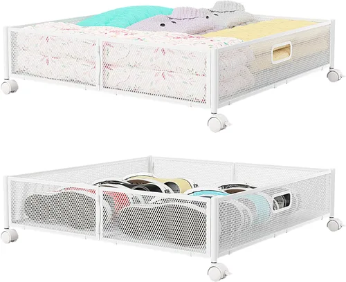 Miniatura 12 de Contenedor de Almacenamiento Debajo de la Cama con Ruedas, Organizador de Cajones de Almacenamiento para Zapatos Debajo de la Cama, Contenedores