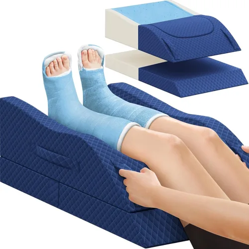 Miniatura 12 de CushZone - Almohada de pierna, almohada elevadora de pierna con almohadilla y espuma viscoelástica, almohada de apoyo de altura ajustable
