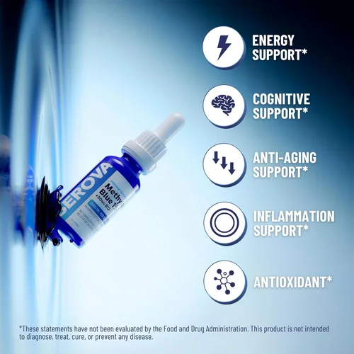 Miniatura 3 de Serova Wellness Methylene Blue 1% grado USP – Suplemento de apoyo para concentración, energía y claridad mental – Soporte antioxidante – Fabricado