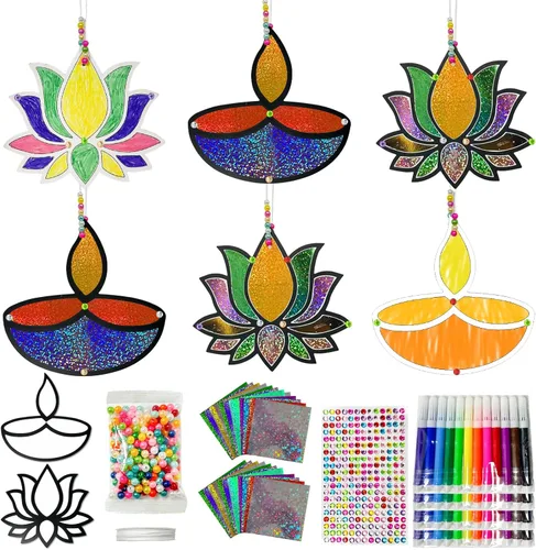 Miniatura 10 de Cinrobiye Juego de 24 piezas de papel de aluminio de Hanukkah para manualidades, kit de pintura de Janucá, papel de arte, actividades para colorear