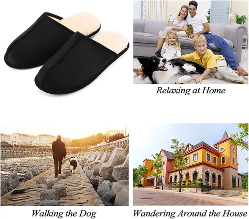 Miniatura 6 de Pantuflas de espuma viscoelástica para hombre, con puntera cerrada, para interiores, cómodas, acogedoras, suaves, antideslizantes, para dormitorio
