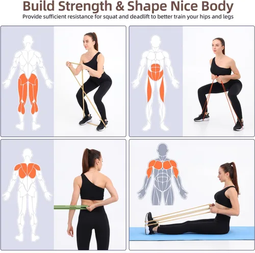 Miniatura 5 de Sportneer Bandas de resistencia para entrenar: bandas de dominadas de 5 a 130 libras, 5 niveles, bandas de ejercicio con asas y anclaje de puerta