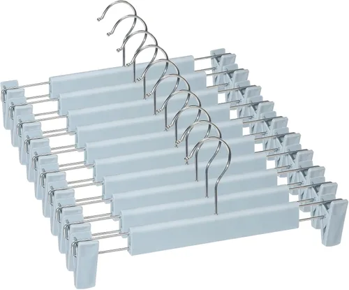Perchas para faldas, perchas para pantalones con clips, ganchos giratorios de 360 ° que ahorran espacio para pantalones, faldas, ropa, jeans Azul