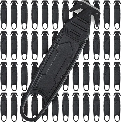Miniatura 8 de Therwen Cuchillo cortador de caja de seguridad, 8 unidades, de acero inoxidable, abridor de paquetes con divisor de cinta para cartón, cartón