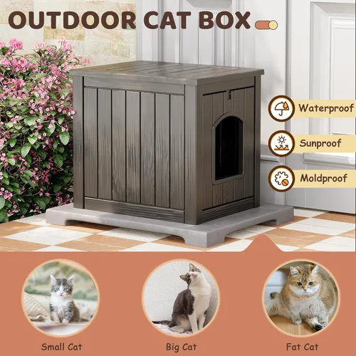 Miniatura 3 de KAMABOKO Casa para gatos al aire libre, refugio de plástico PP resistente a la intemperie para uso en interiores y exteriores, casa duradera