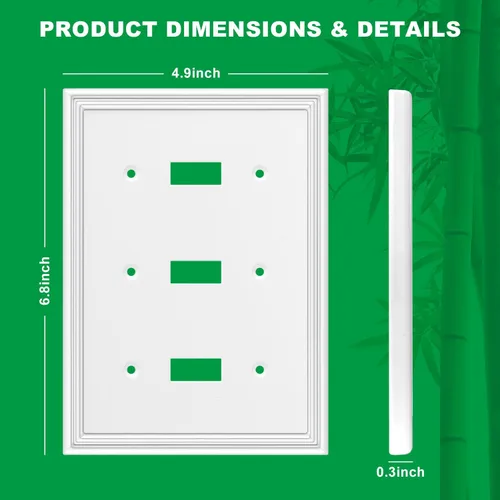 Miniatura 3 de Cubiertas decorativas blancas para interruptores de luz de triple palanca para placas de pared, cubiertas de placas de interruptor