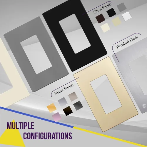 Miniatura 7 de ENERLITES Placas Decorativas de Pared sin Tornillos Cubiertas de Tomacorrientes Seguras para Niños, Tamaño 2-Gang 4.68" H x 4.73" L, Policarbonato