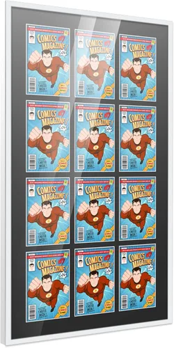 Miniatura 27 de Poster Palooza Marco de cómic con paspartú para 1 cómic de la Edad de Bronce publicado entre 1970 y 1985, marco de cómic negro para cómic de 7.25 x