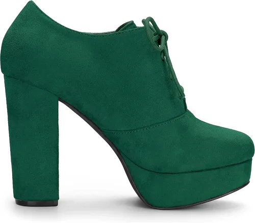 Miniatura 7 de Allegra K Botas de plataforma con cordones gruesos para mujer