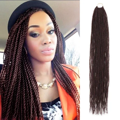 Miniatura 23 de AU-THEN-TIC Cabello senegalés con trenzas de ganchillo de 22 pulgadas, 6 paquetes de 40 mechones por paquete, extensiones de cabello de ganchillo