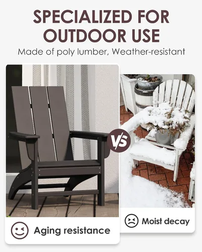 Miniatura 7 de Silla Adirondack de Madera Sintética Adiromoti, Sillas de Patio Resistente a Todo Clima, Aspecto de Madera, Silla Pre-Ensamblada para Fuego al Aire
